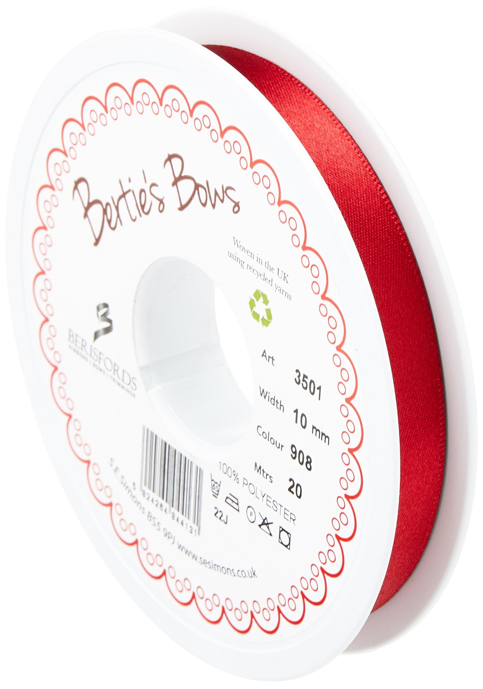 Amazon.com: Berisfords 3501 Double Faced Satin Ribbon, 10 mm